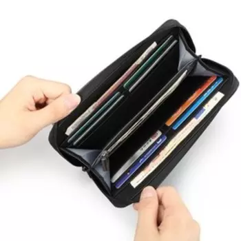 T-S8081 Портмоне на молнии Tigernu, 2 отдела для купюр, карт, мелочи, цвет черный (7"), 21,5х1,5х11,