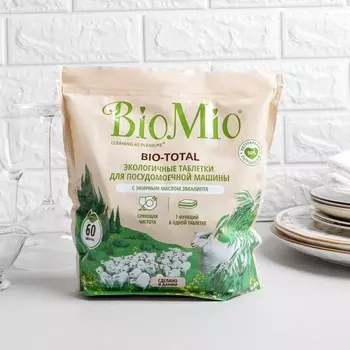 Таблетки для посудомоечных машин BioMio "BIO-TOTAL", с маслом эвкалипта, 60 шт.