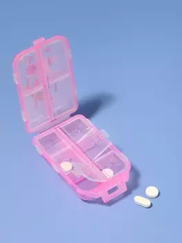 Таблетница, 9.563 см, 10 секций, розовая