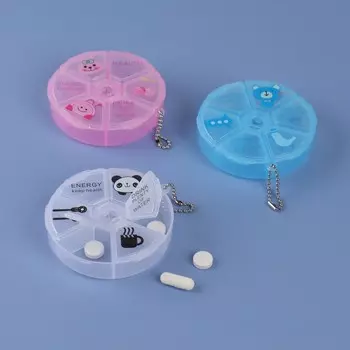 Таблетница Keep health, с цепочкой, d=82 см, 6 секций, МИКС