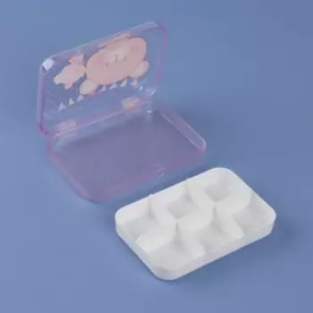 Таблетница «Милашки», 6 секций, 9.2 см 6.2 см 2 см, белая