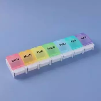 Таблетница «Неделька», английские буквы, 7 секций, разноцветная