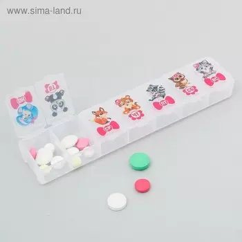 Таблетница «Для малышки», 7 секций, русские буквы, 15,5 х 3,4 см.