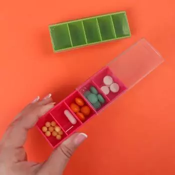 Таблетница раздвижная, 5 секций, цвет МИКС