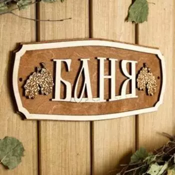 Табличка для бани 27.511.5 см "Баня, веники"