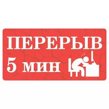 Табличка «Перерыв 5 минут», плёнка, 200100 мм