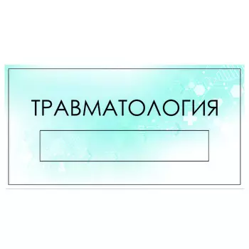 Табличка "Травмотология" с карманом для вставки, 300 х 150 (220 х 40) клейкая основа