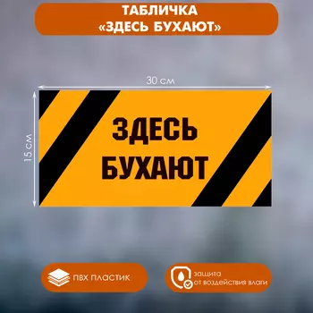 Табличка «Здесь бухают», плёнка, 300150 мм