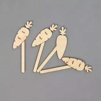 Таблички садовые, для маркировки растений, 12 см, набор 8 шт., дерево, «Морковь», Greengo