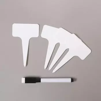 Таблички садовые, для маркировки растений, 15 см, набор 10 шт., маркер, пластик, белые, Greengo