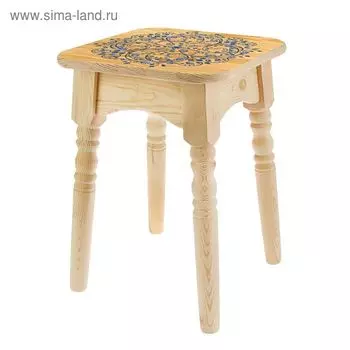 Табурет "Классика" с УФ печатью, натуральная сосна, вид 4