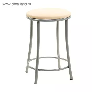 Табурет для кухни Клик Мебель «Ультра» с кольцом, искусственная кожа, cеребристый металлик/молочный