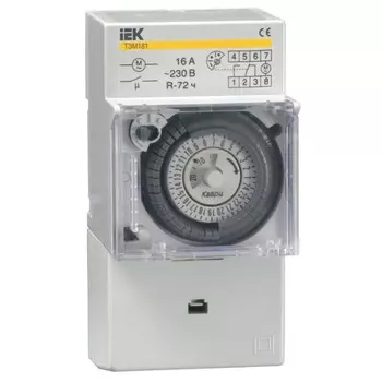 Таймер аналоговый IEK ТЭМ-181, 16 А, 230 В, на DIN-рейку, MTA20-16