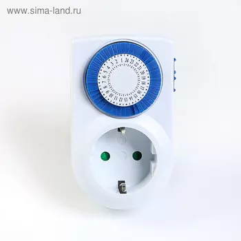 Таймер розеточный механический Smartbuy, 3600 Вт, 48 включений/выключений в сутки, интервал 30 минут