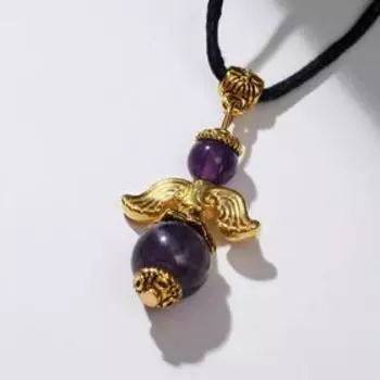 Талисман Ангел-хранитель "Аметист" в чернёном золоте