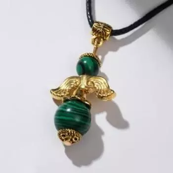 Талисман Ангел-хранитель "Малахит" в чернёном золоте