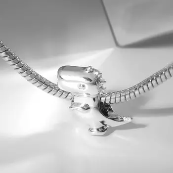 Шарм «Динозавр» малыш, цвет серебро