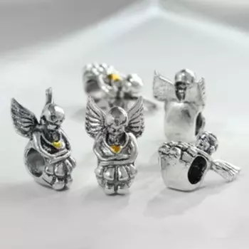 Талисман "Фея" с сердцем, цвет чернёное серебро