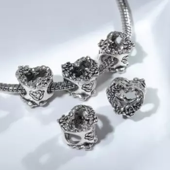 Талисман "Сердце" розы, цвет белый в серебре