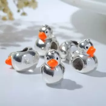 Талисман "Утка", цвет оранжевый в серебре