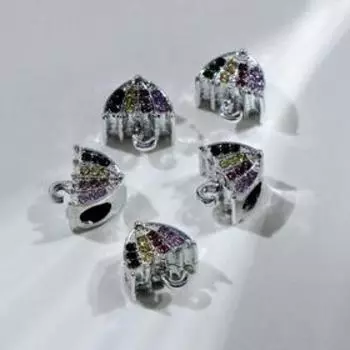 Талисман "Зонтик", цветной в серебре