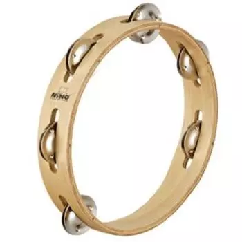 Тамбурин Nino Percussion NINO46 8", один ряд бубенцов, без пластика,