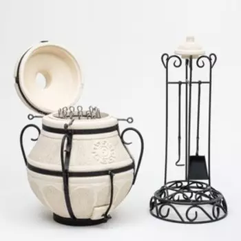 Тандыр "Аладдин Mini" с откидной крышкой, h-91 см, d-62, 12 шампуров, кочерга, совок