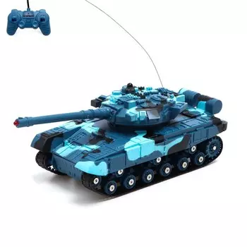 Танк радиоуправляемый «Захватчик», свет и звук, пульт работает от аккумулятора, 1:48, цвет синий