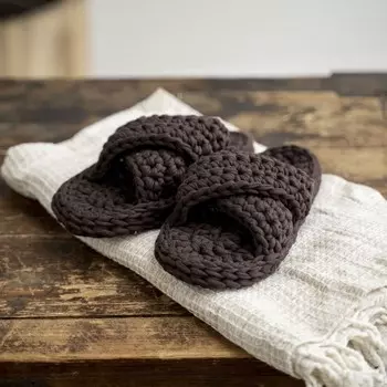 Тапочки домашние «Лера», размер 36-37, цвет тёмно-коричневый