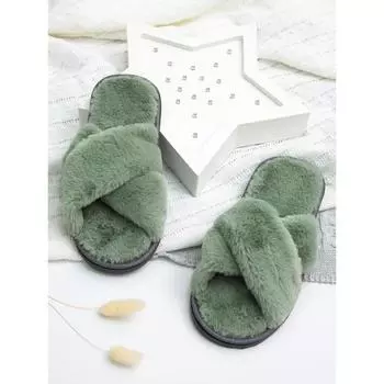 Тапочки женские крест открытый нос, размер 36-38, цвет изумрудный