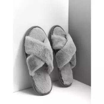 Тапочки женские крест открытый нос, размер 39-41, цвет серый