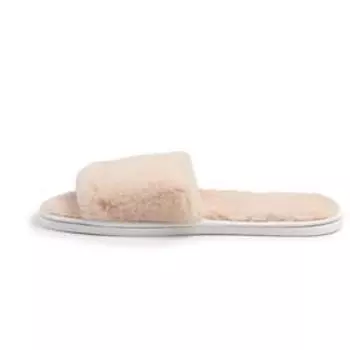 Тапочки женские мех, открытый нос, цвет бежевый, размер 39-41