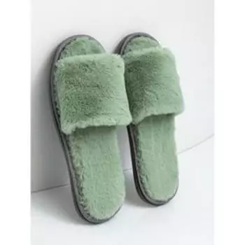 Тапочки женские открытый нос, размер 36-38, цвет изумрудный