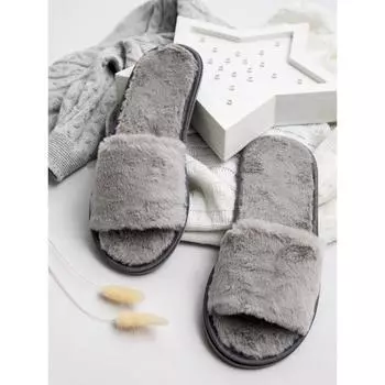 Тапочки женские открытый нос, размер 39-41, цвет серый