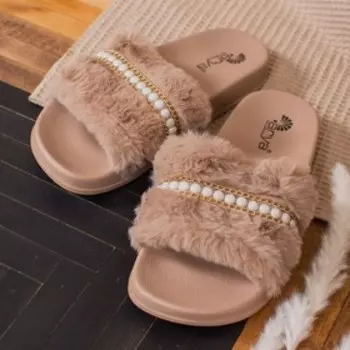 Тапочки женские, размер 40, цвет бежевый