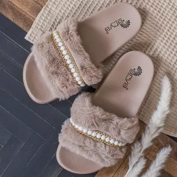 Тапочки женские, размер 40, цвет бежевый