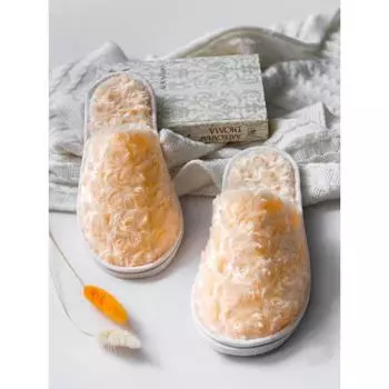 Тапочки женские розы закрытый нос, размер 36-38, цвет кремовый