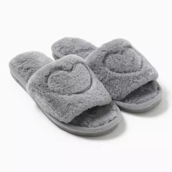 Тапочки женские с открытым носом, размер 38-39, серый