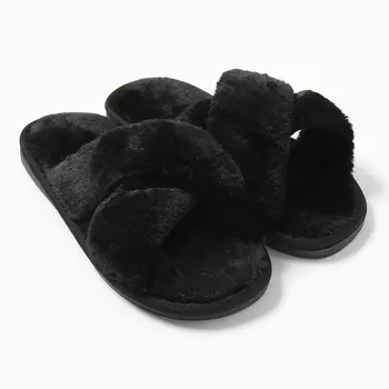 Тапочки женские с открытым носом, размер 38-39, чёрный