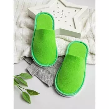 Тапочки женские закрытый нос, размер 36-38, цвет салатовый