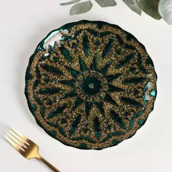Тарелка «Андин», d=21 см, цвет зелёный с золотом