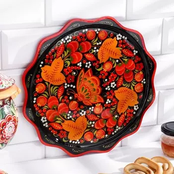 Тарелка «Блинная», дерево, хохлома, d=30