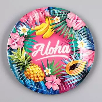 Тарелка бумажная «Алоха», 18 см, в наборе 6 шт.