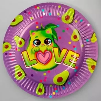 Тарелка одноразовая бумажная "Авокадо", 18 см