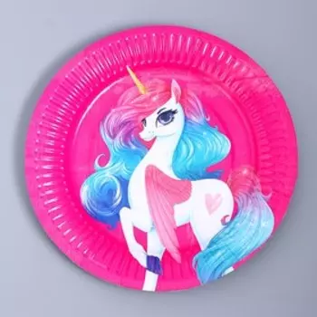 Тарелка одноразовая бумажная "Единорог", 18 см