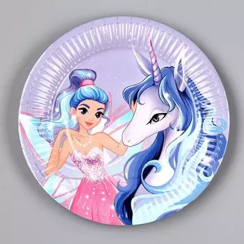 Тарелка бумажная «Единорог», 18 см, в наборе 6 шт.