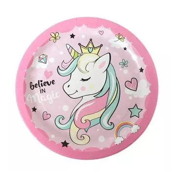 Тарелка бумажная «Единорог», 23 см, 6 шт.