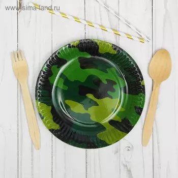 Тарелка бумажная «Камуфляж», 17 см, 6 шт.