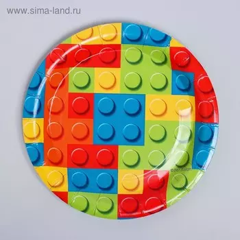 Тарелка бумажная «Конструктор», набор 6 шт.