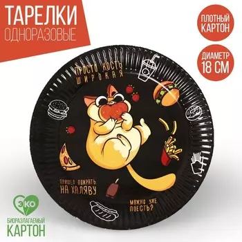 Тарелка бумажная «Котик обжора», 18 см